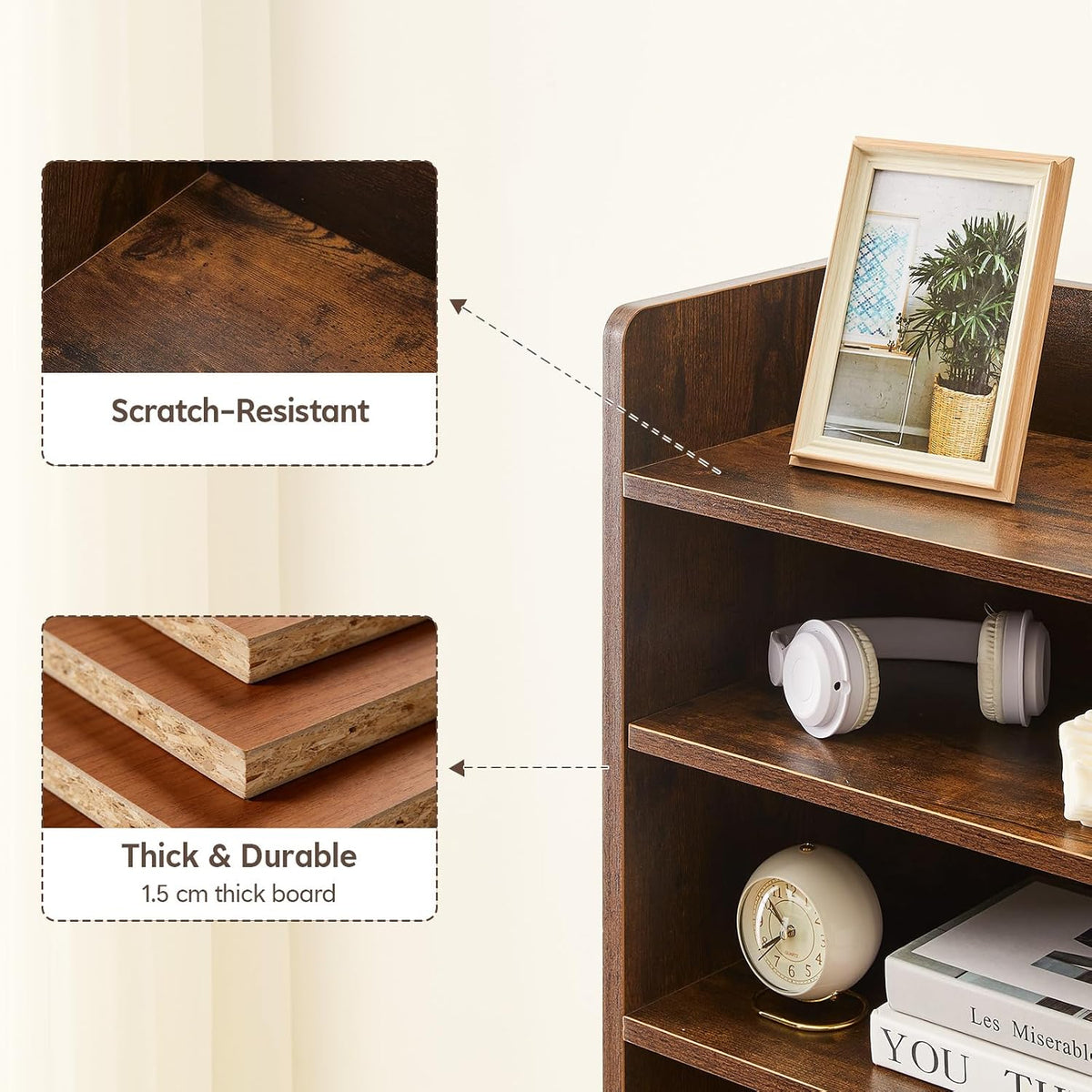 OFCASA Desktop Bookshelf, Countertop Storage Hutch with 7 Shelves for Compute...