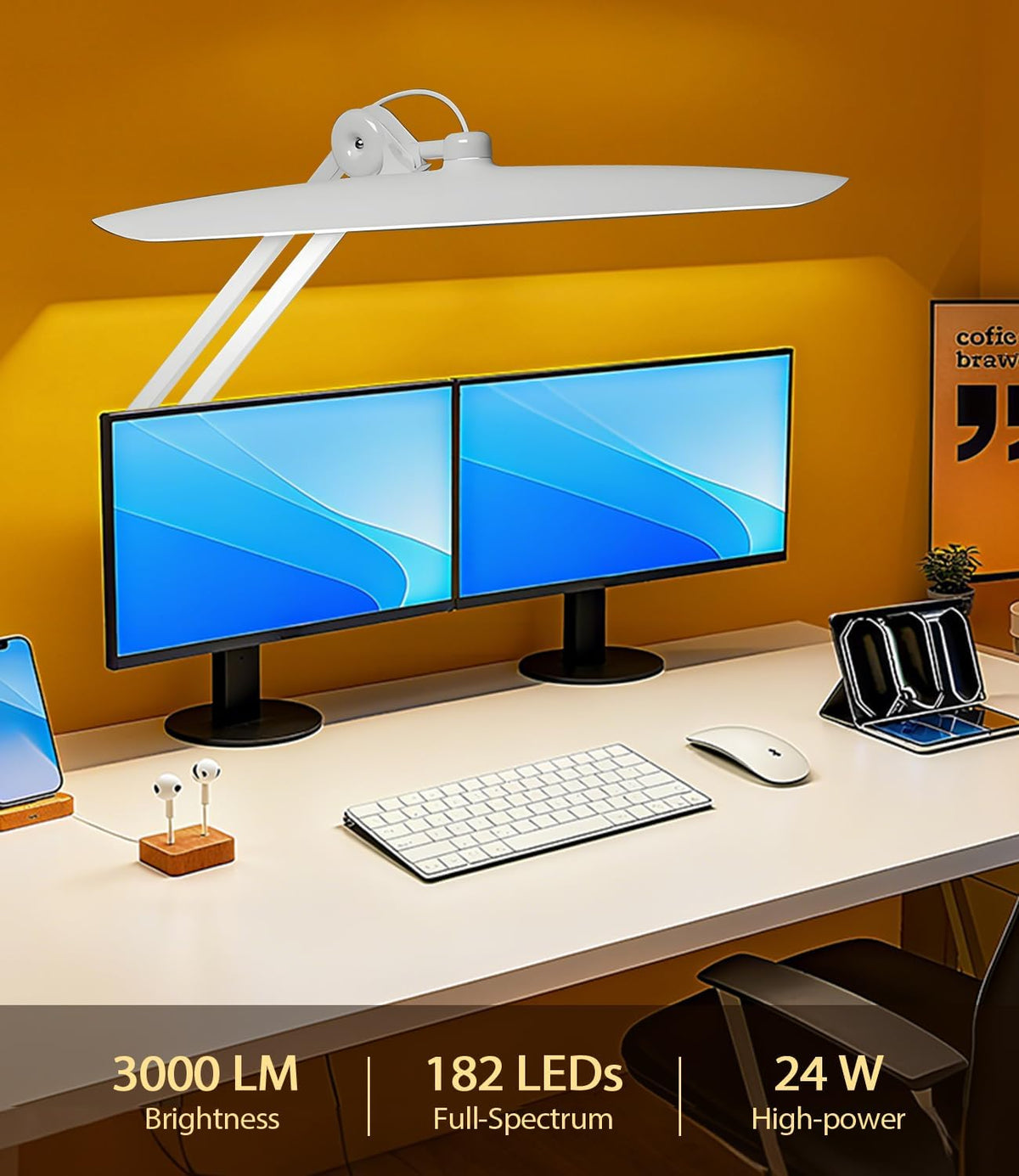 Led Desk Lamp with Clamp, Eye Caring Architect Desk Light for Home Office, Du...