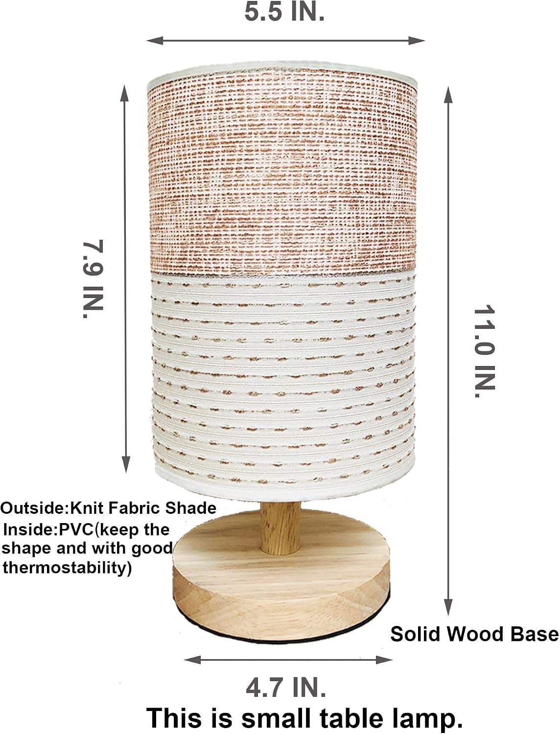AFORTLO Table Desk Lamp, Small Fabric Boho Decorative Nightstand Night Light ...