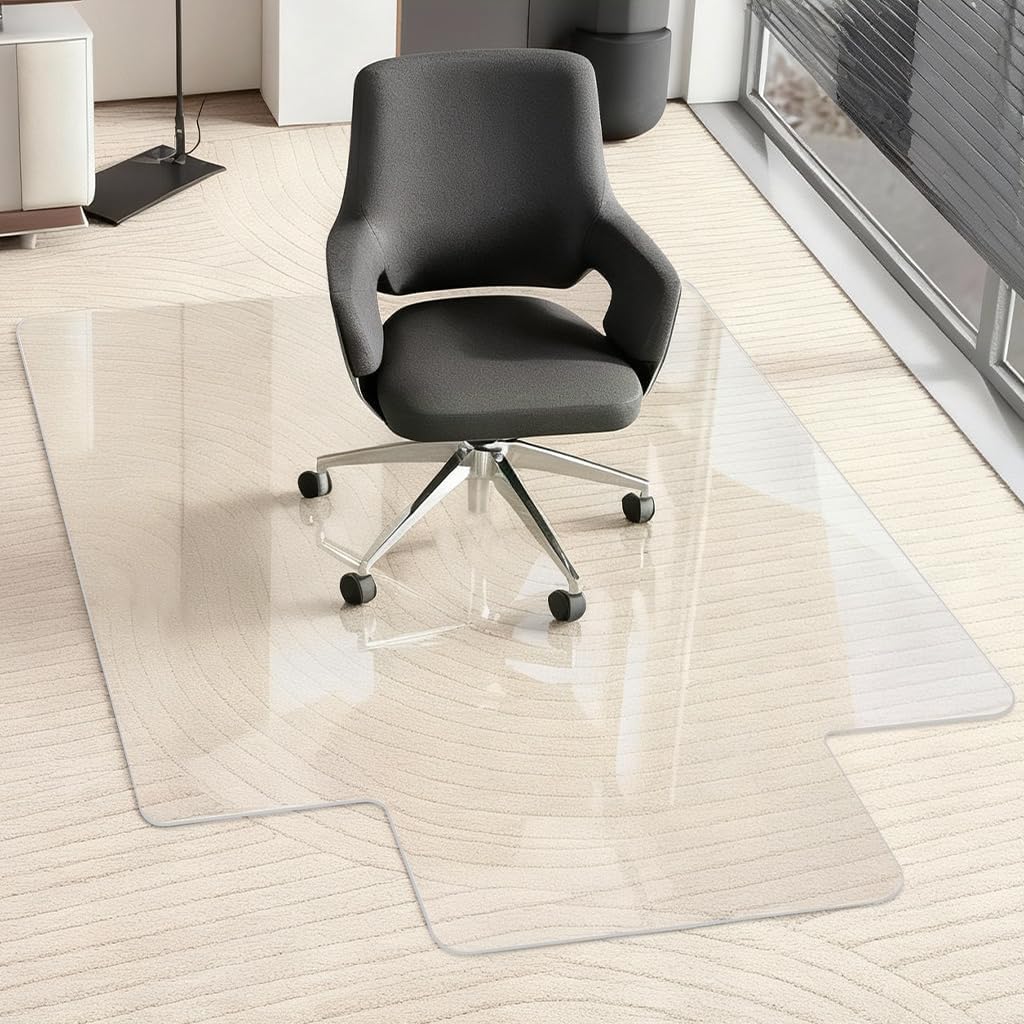 Tempered Glass Chair Mat with Lip, 36”x48” Heavy-Duty Office Floor Protector ...