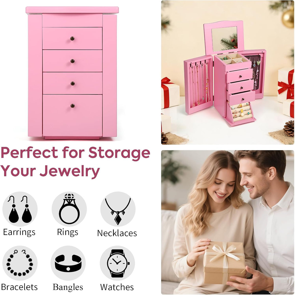 Meangood Jewelry Box Jewelry Organizer, 5-Layer Wooden Jewelry Organizers and...