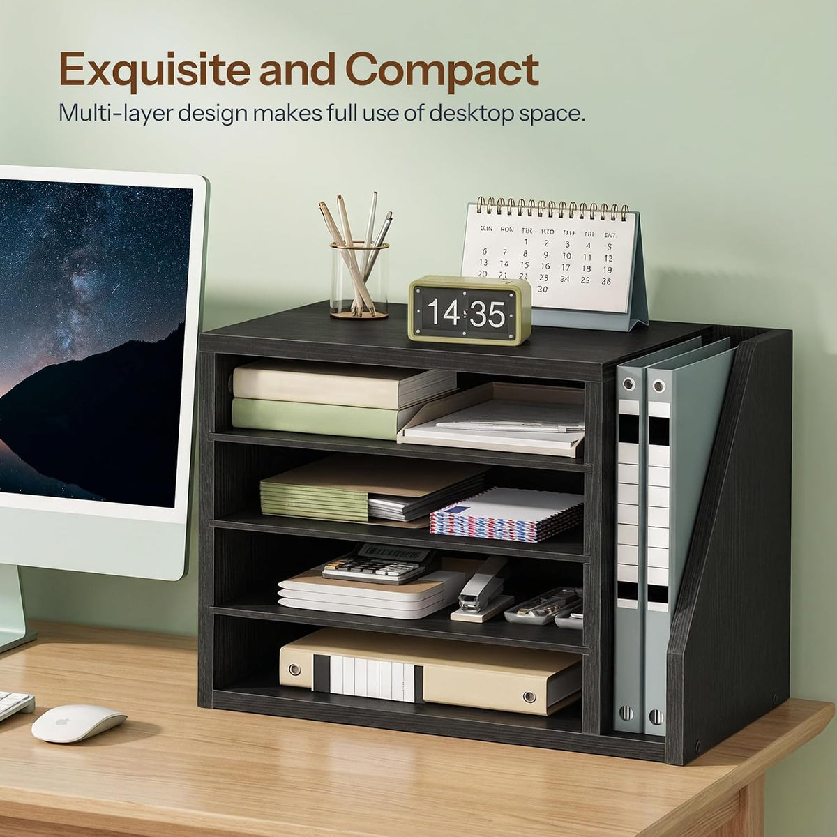 HOOBRO Mail Sorter, Literature Organizer with Adjustable Shelves, Paper Organ...