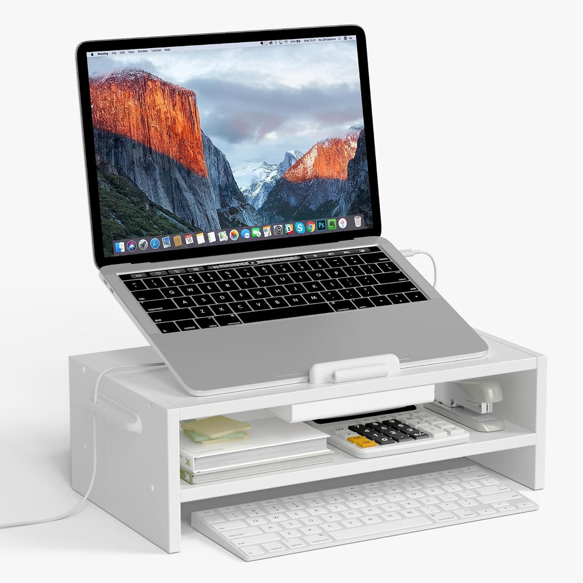 AFOOYO Adjustable Wood Laptop Stand, Ergonomic Height Angles Computer Holder ...