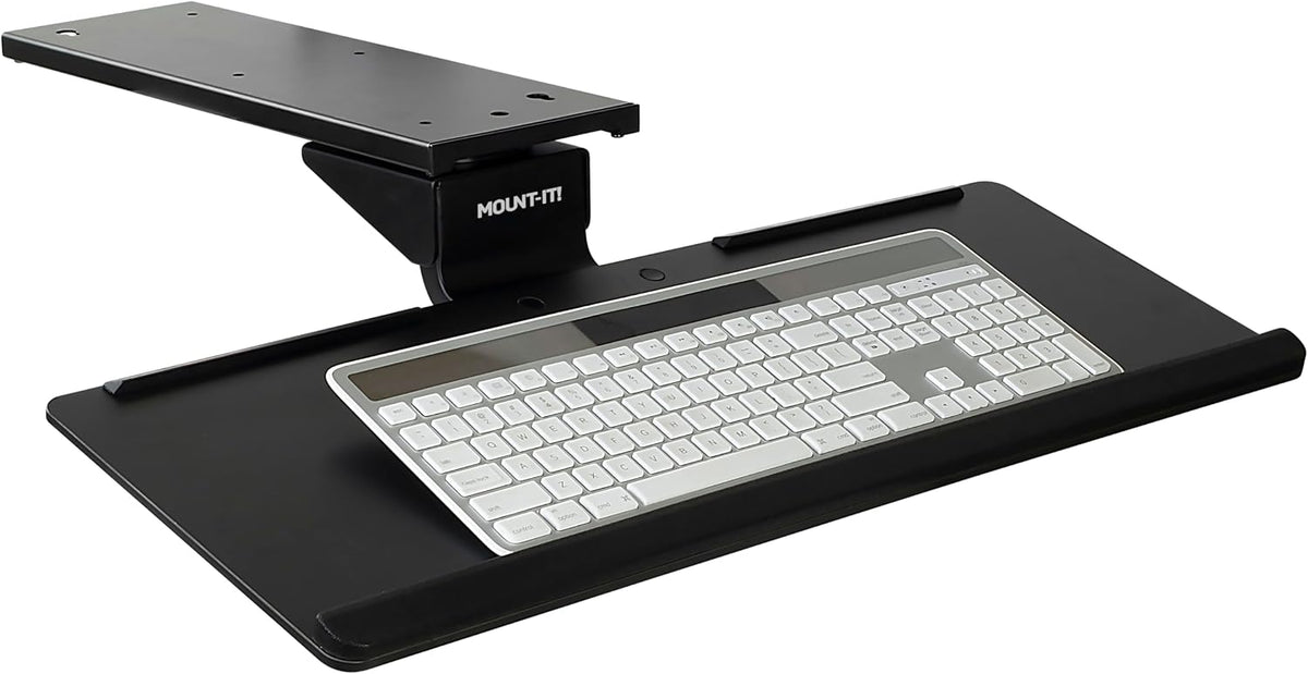 Mount-It! Under Desk Keyboard Tray with Wrist Rest, Tilt and 90 Swivel