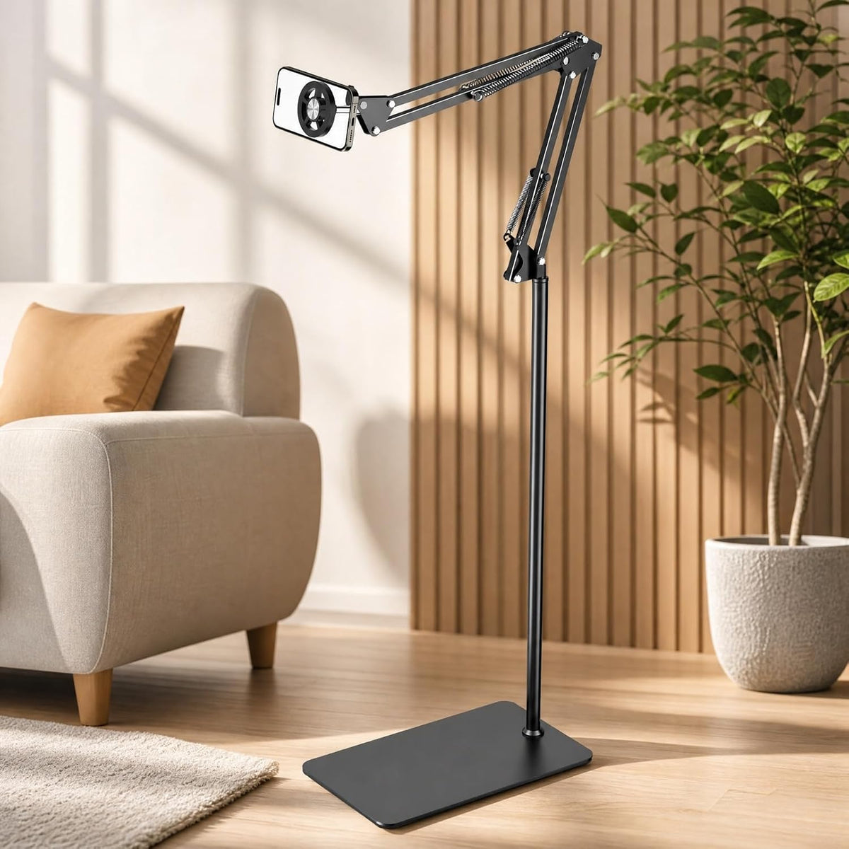 Floor Magnetic Bed Phone Holder for Laying Down, Bedside Stand for Kindle