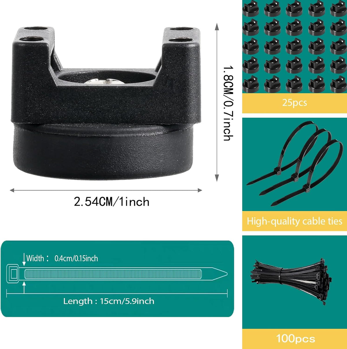 25 Pcs zbab1 Magnetic Zip Tie Mount Base, 35LBS Strong Magnetic Wire Holder &...