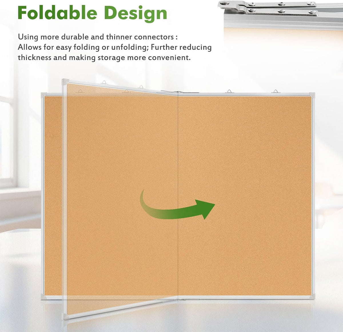 Double-Sided Large Foldable Cork Board, 48" x 36"