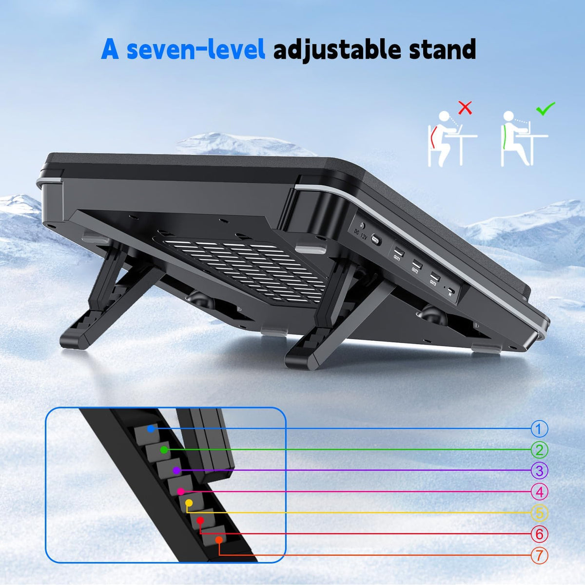 IETS GT600 Laptop Cooling Pad Equipped with Gigantic Turbo-Fan(5.5inch Diamet...