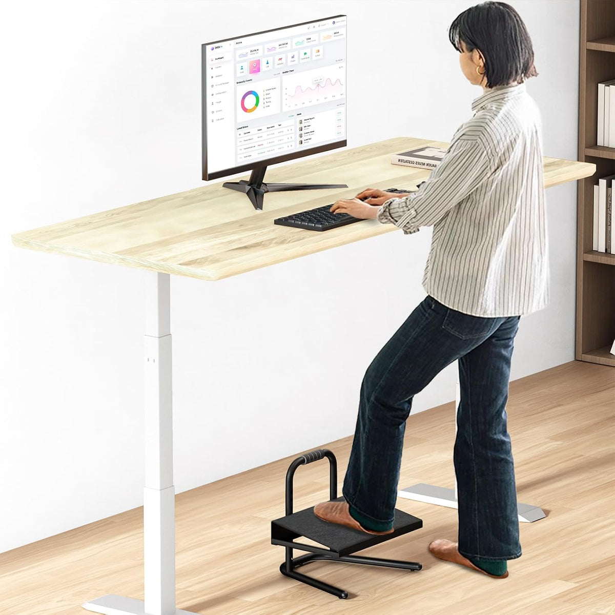 Height Adjustable Under Desk Foot Rest with Soft Grip Handle