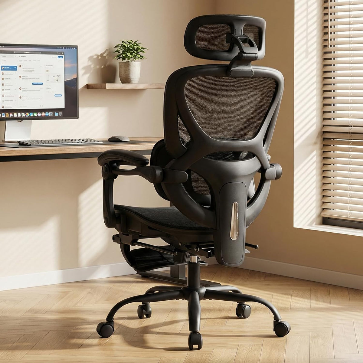 MALOL Ergonomic Mesh Office Chair with Footrest, Executive High Back Computer...