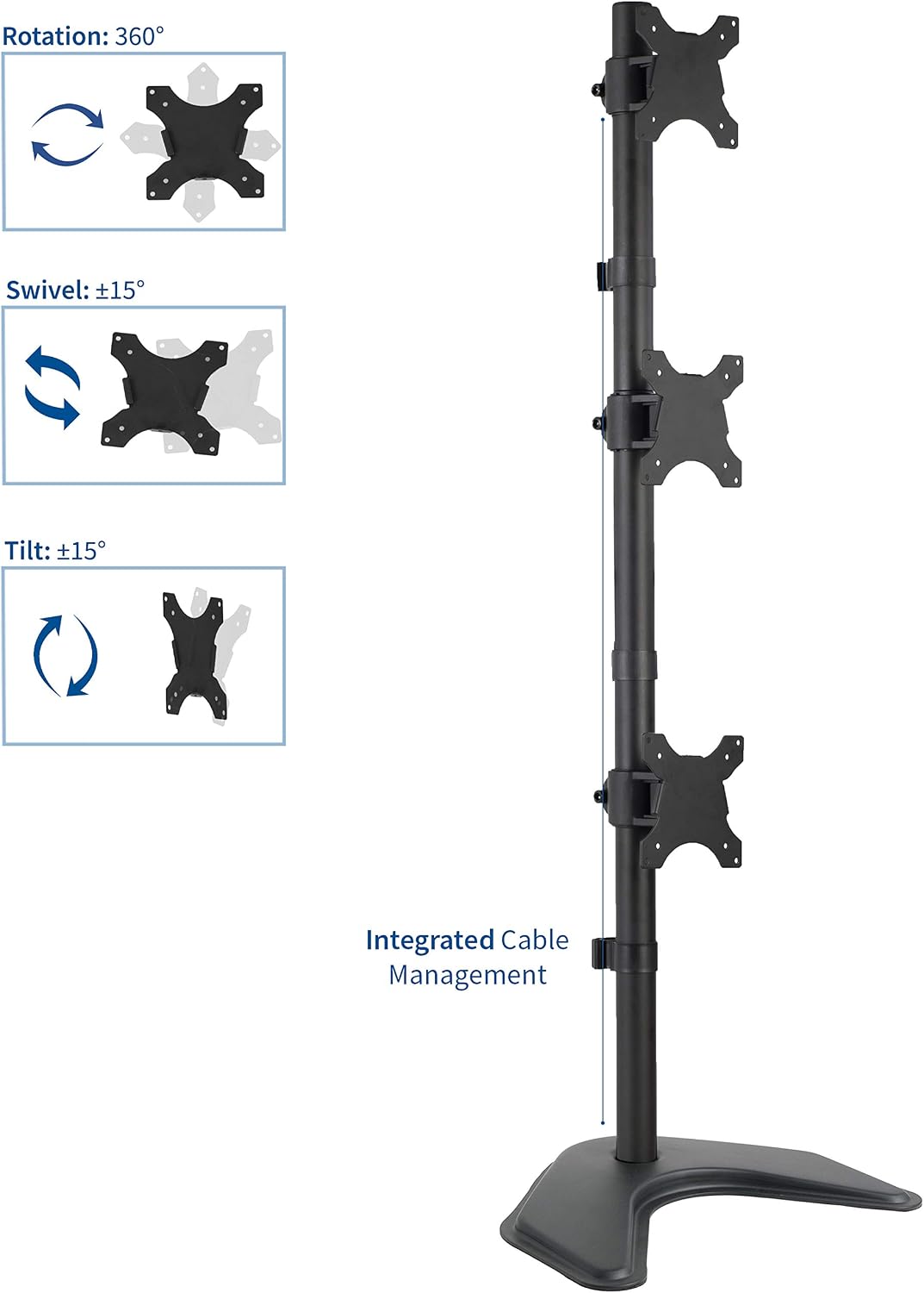 VIVO Triple Monitor Desk Stand for 13 to 27 inch Screens, STAND-V003D