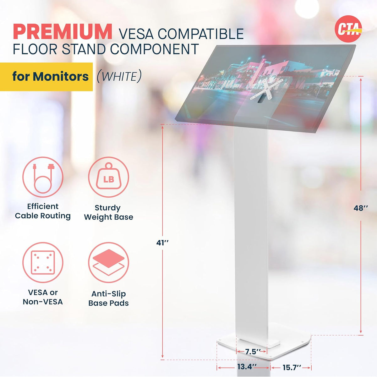 Floor Stand Kiosk - CTA Heavy-Duty VESA Compatible Floor Stand with Interior ...