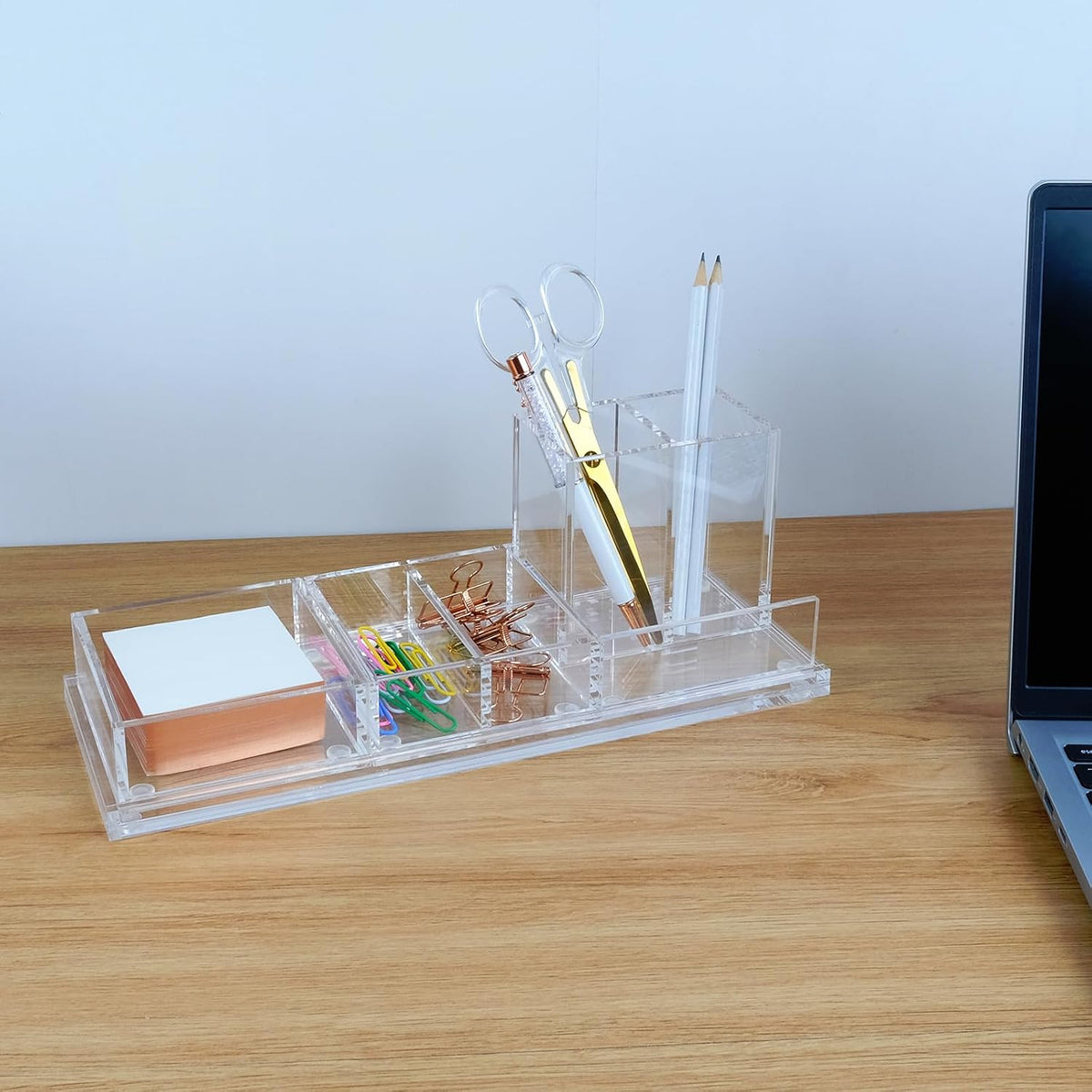 Clear Acrylic Desk Organizer 4-Piece Desk Kit + Free Complimentary Acrylic Ru...