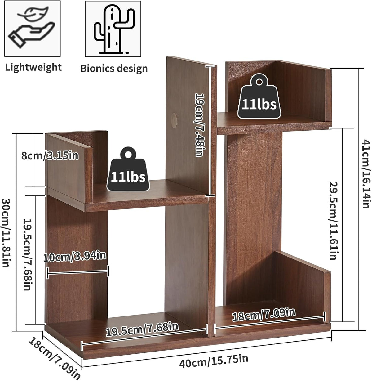 Aibiju Small Bookshelf for Small Space, Unique Cactus Bookcase, Kitchen Count...