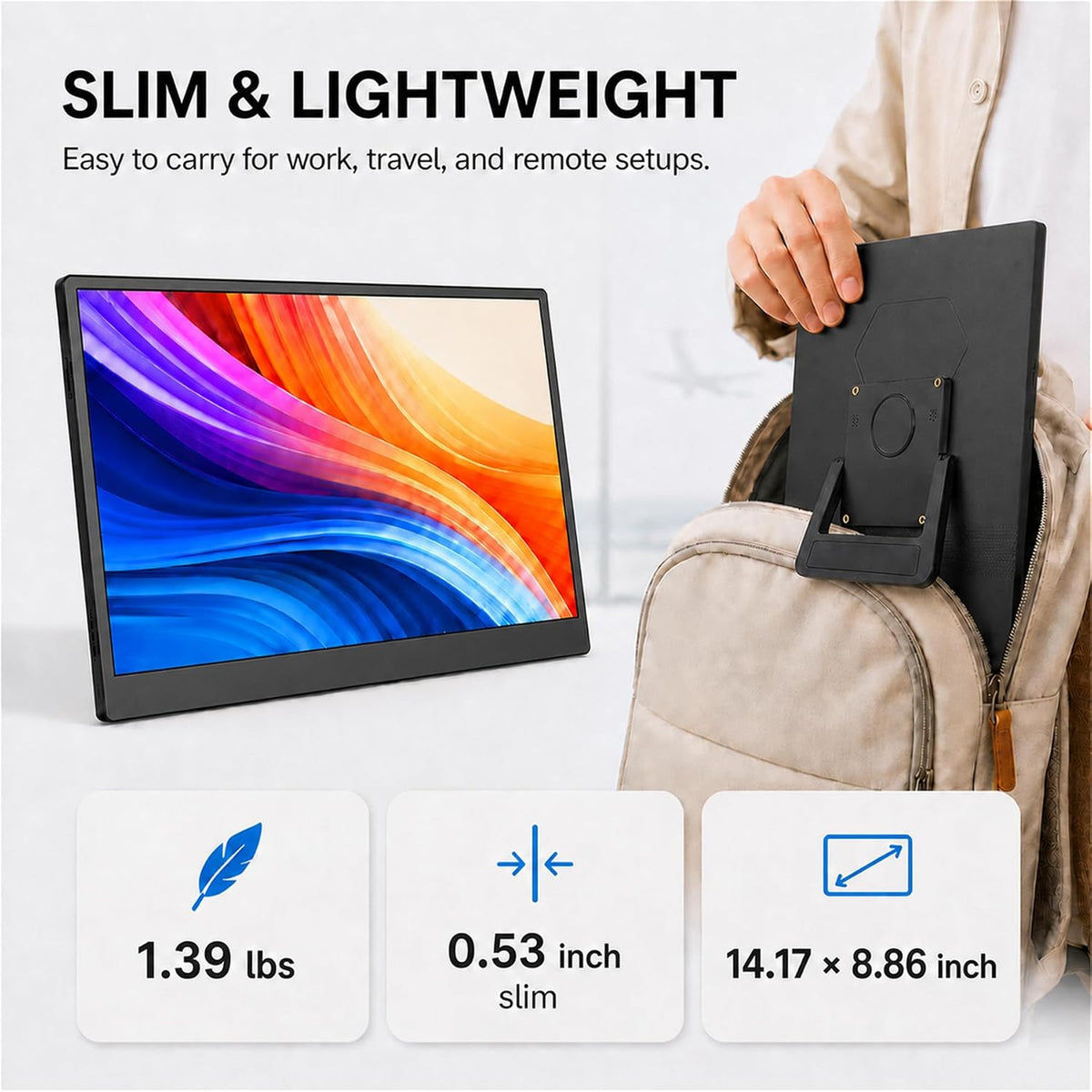 Portable Monitor 15.6 Inch FHD 1080P, Laptop Screen Extender