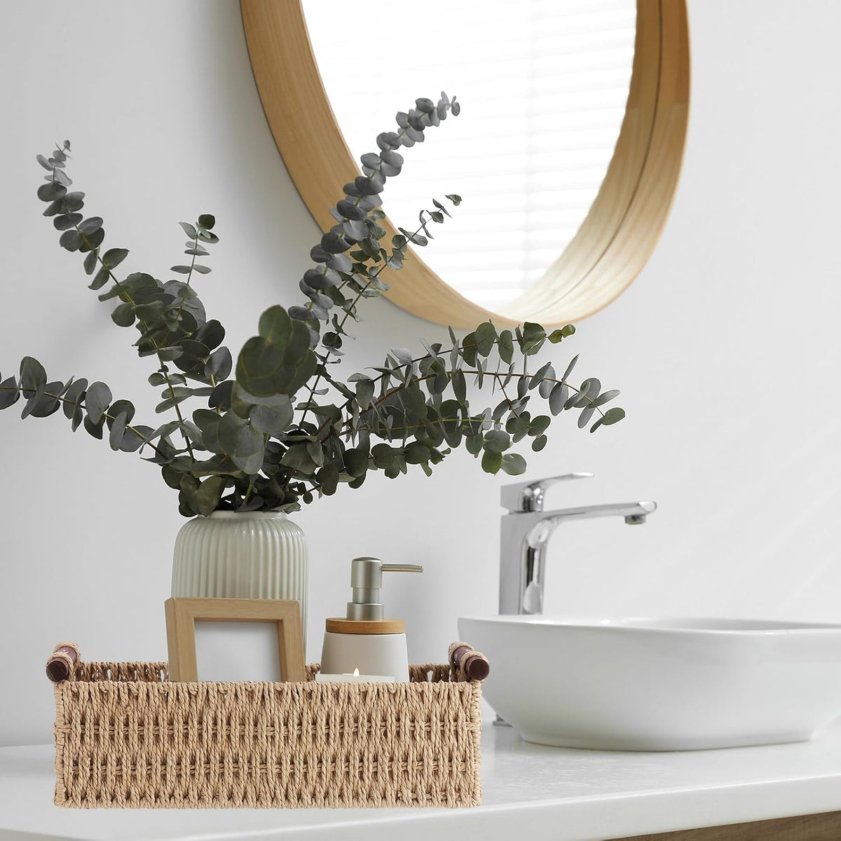 Boao 3 Pcs Boho Storage Wicker Baskets Handmade Woven Decorative Paper Rope B...