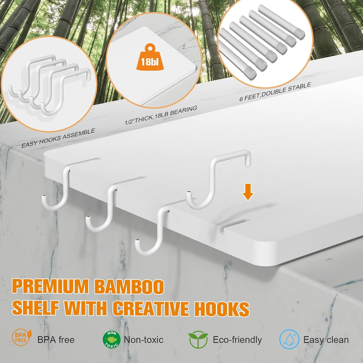 JayRex Bathroom Organizer Countertop Shelf, 3 Tier Corner Rack Adjustable Bam...