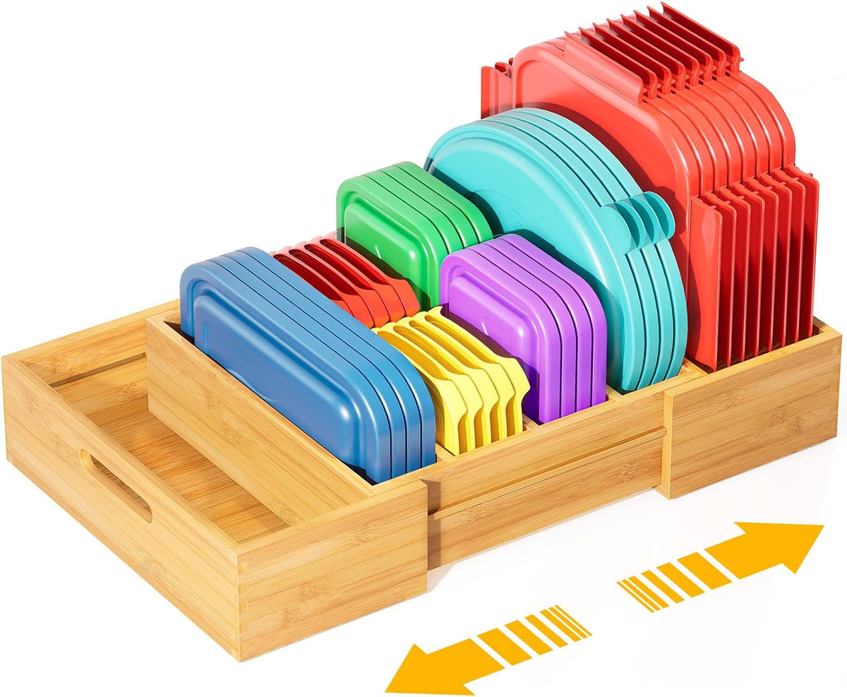 Kiasthome Expandable Bamboo Lid Organizers Inside Cabinet, Kitchen Cabinet Or...