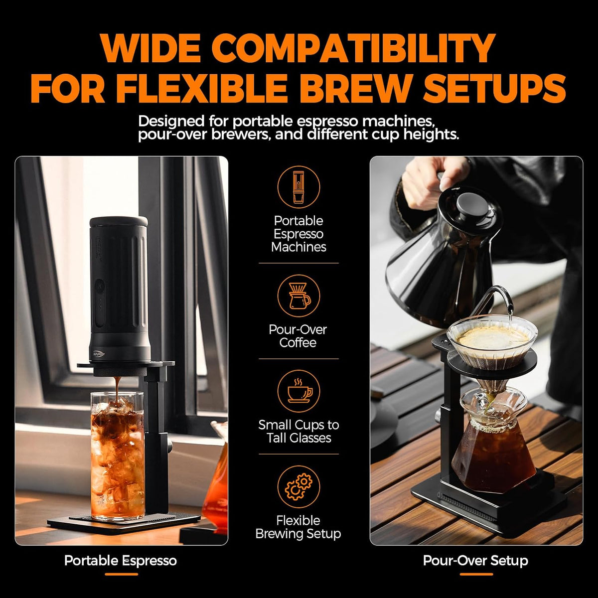 IKAPE Adjustable Portable Coffee Maker Stand, Aluminum Alloy Universal Coffee...