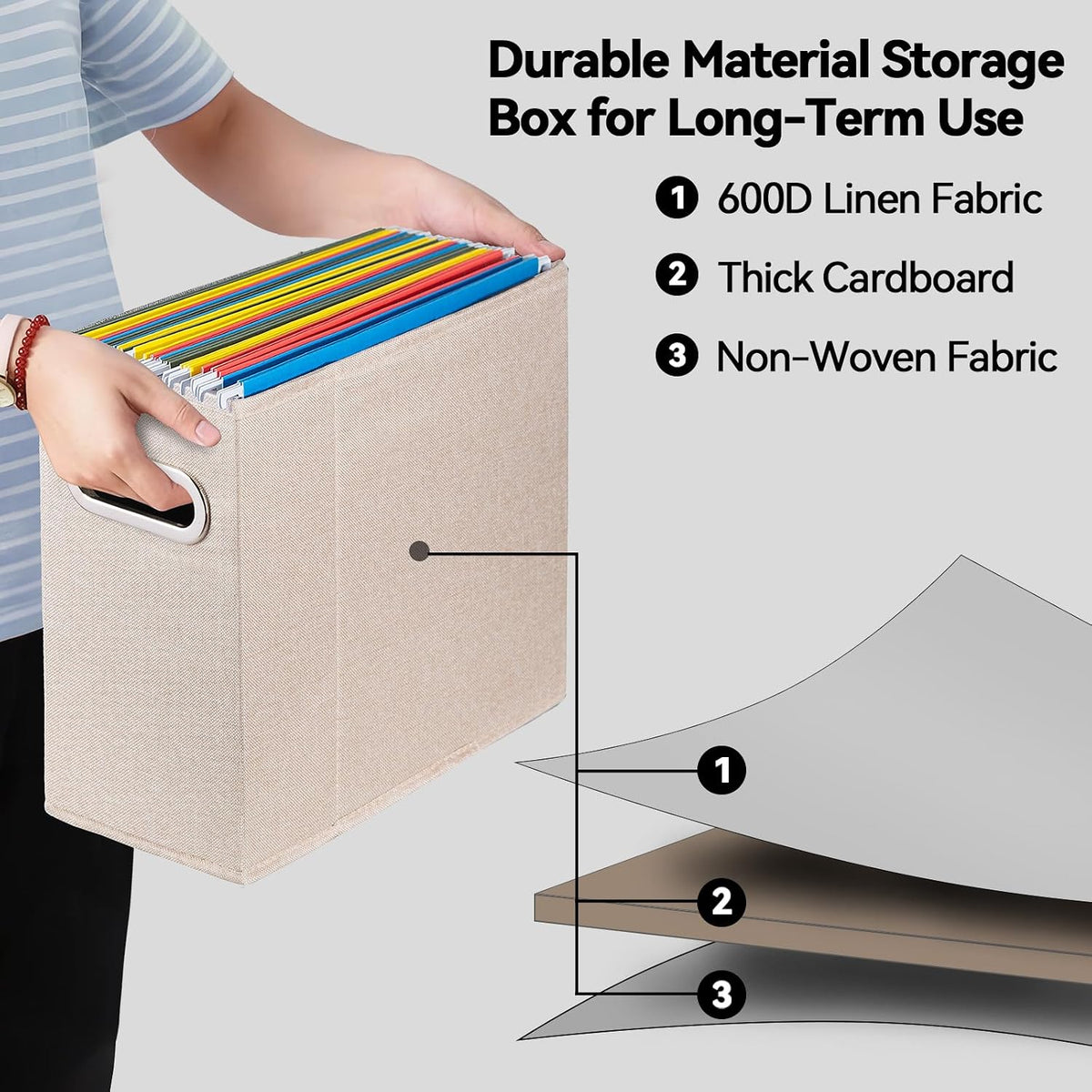 4 Packs Letter Size File Organizer, File Folders Organizer, Fabric Storage Bo...