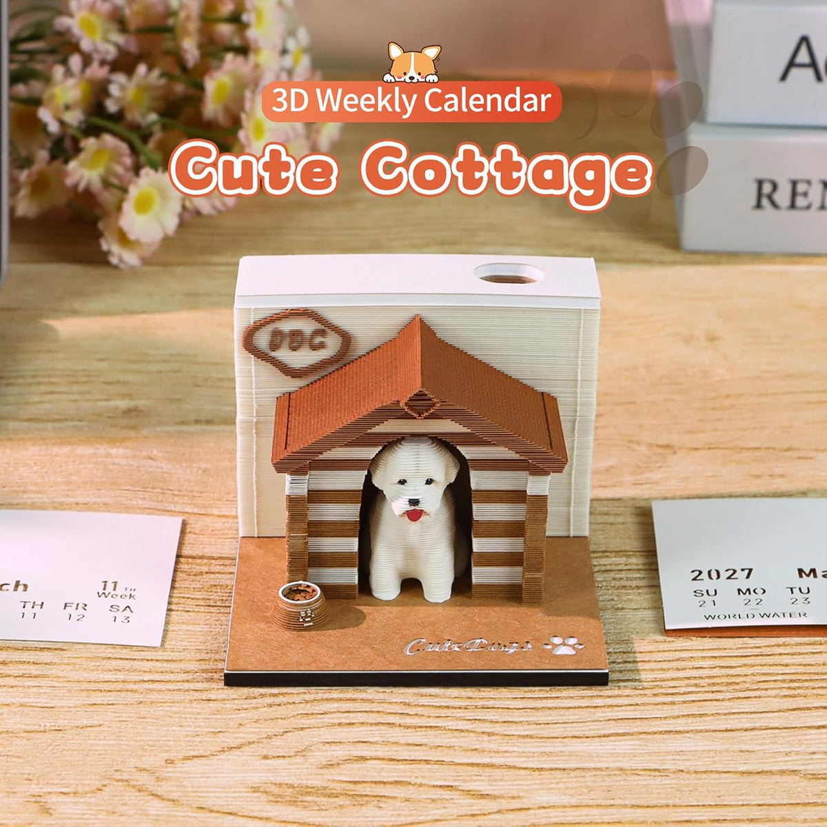 3D Memo Pad Time Piece Calendar 2027, 3D Calendar 2027