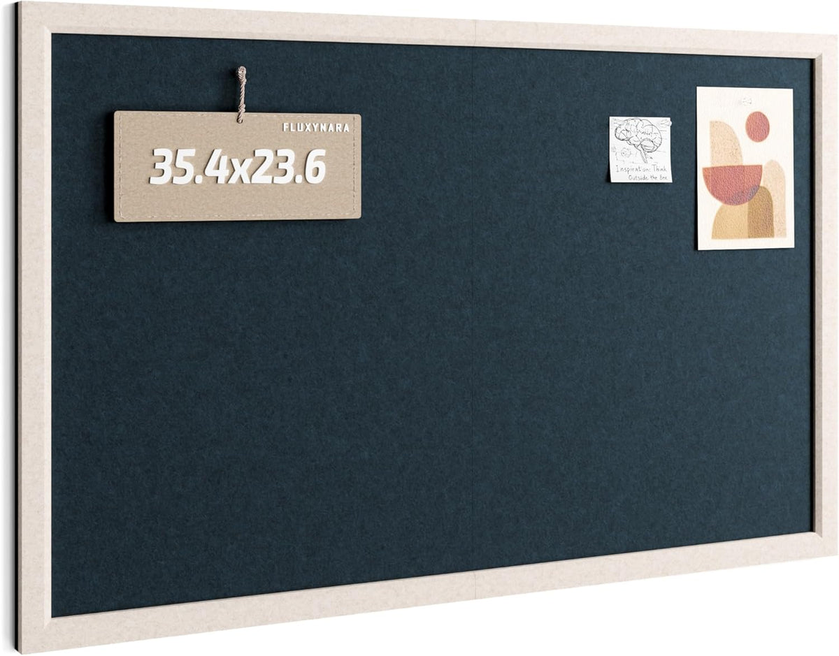 Fluxynara Framed Felt Bulletin Board, 35.4" x 23.6", Carbon Blue