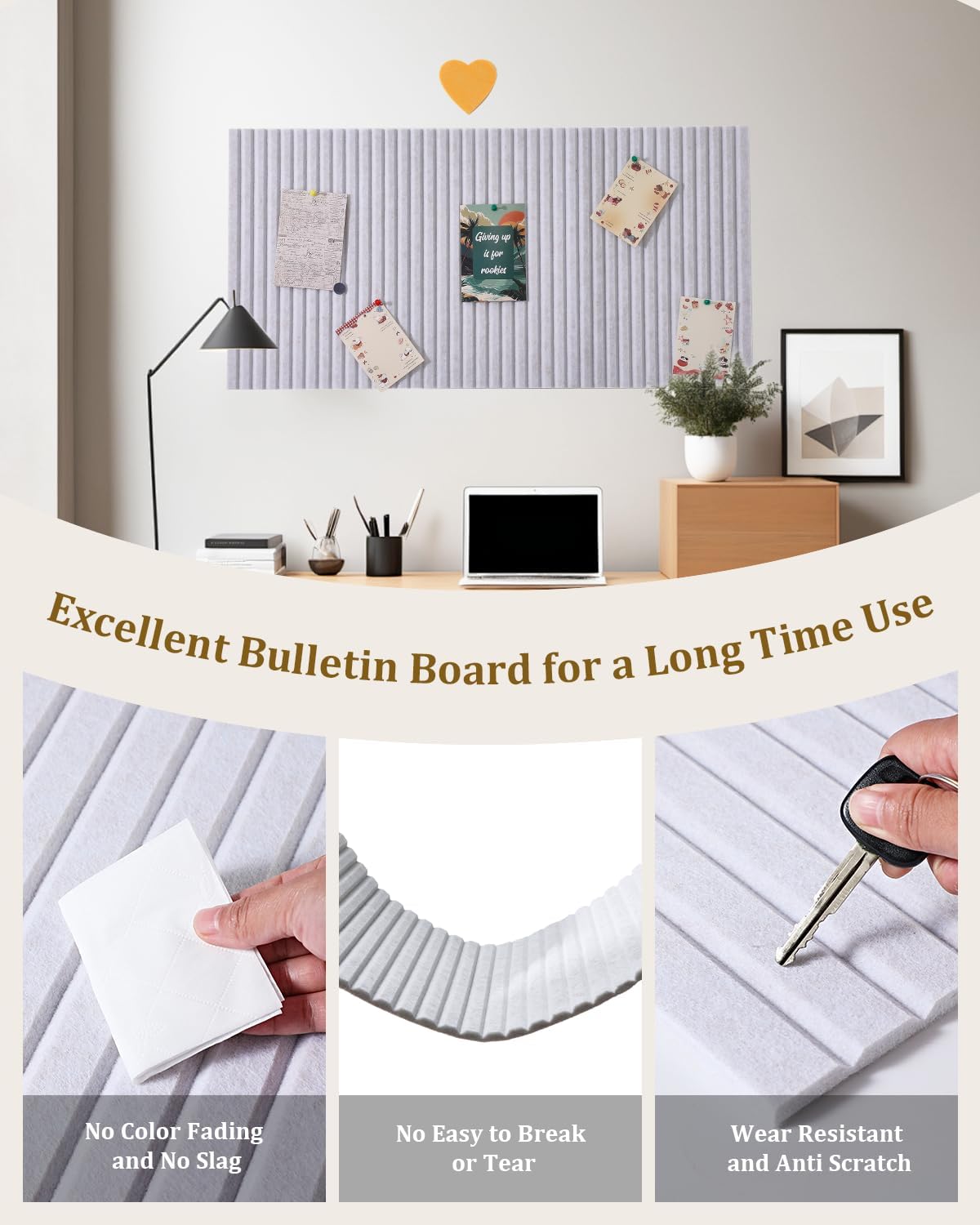 48 x 32 inches Large Bulletin Board, Decorative Felt Pin Board, 0.35“ Thick F...