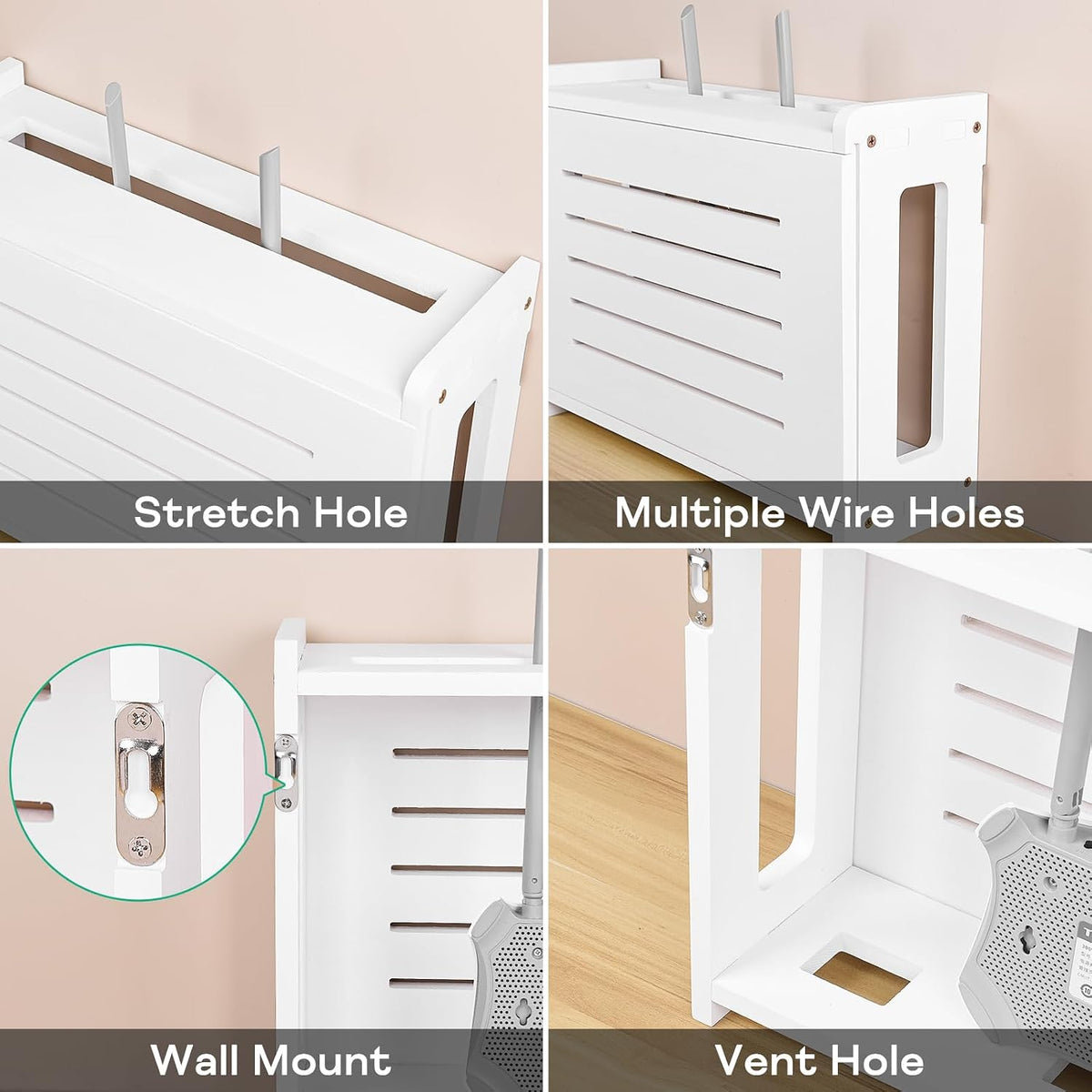 Router Shelf Wall Mount WiFi Router Storage Box Modem Cable Cover Organized P...