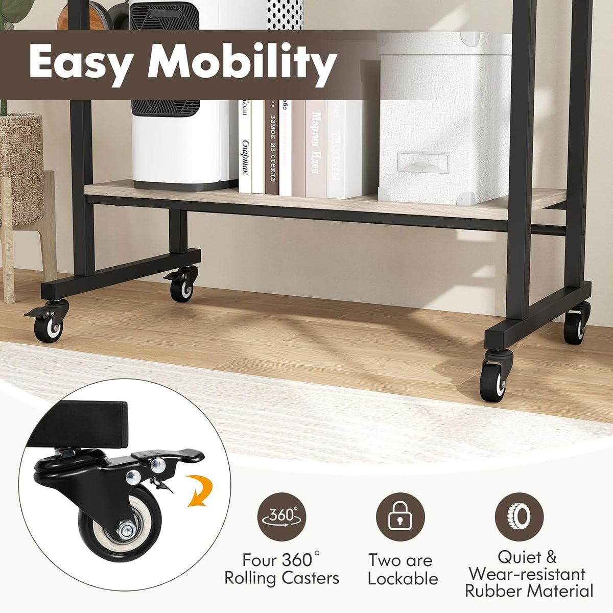 Tangkula Rolling Computer Desk Cart with Keyboard Tray, Mobile Portable Lapto...