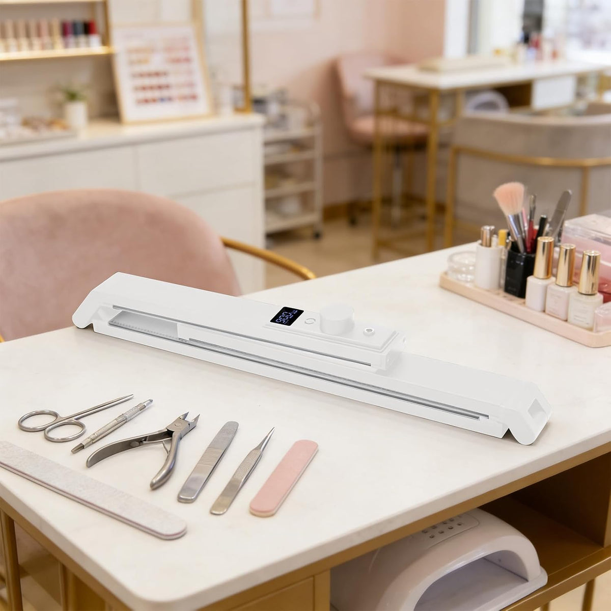 Nail Desk Lamp, Dual Brightness Mode LED Light for Nails Tech, Folding & ...