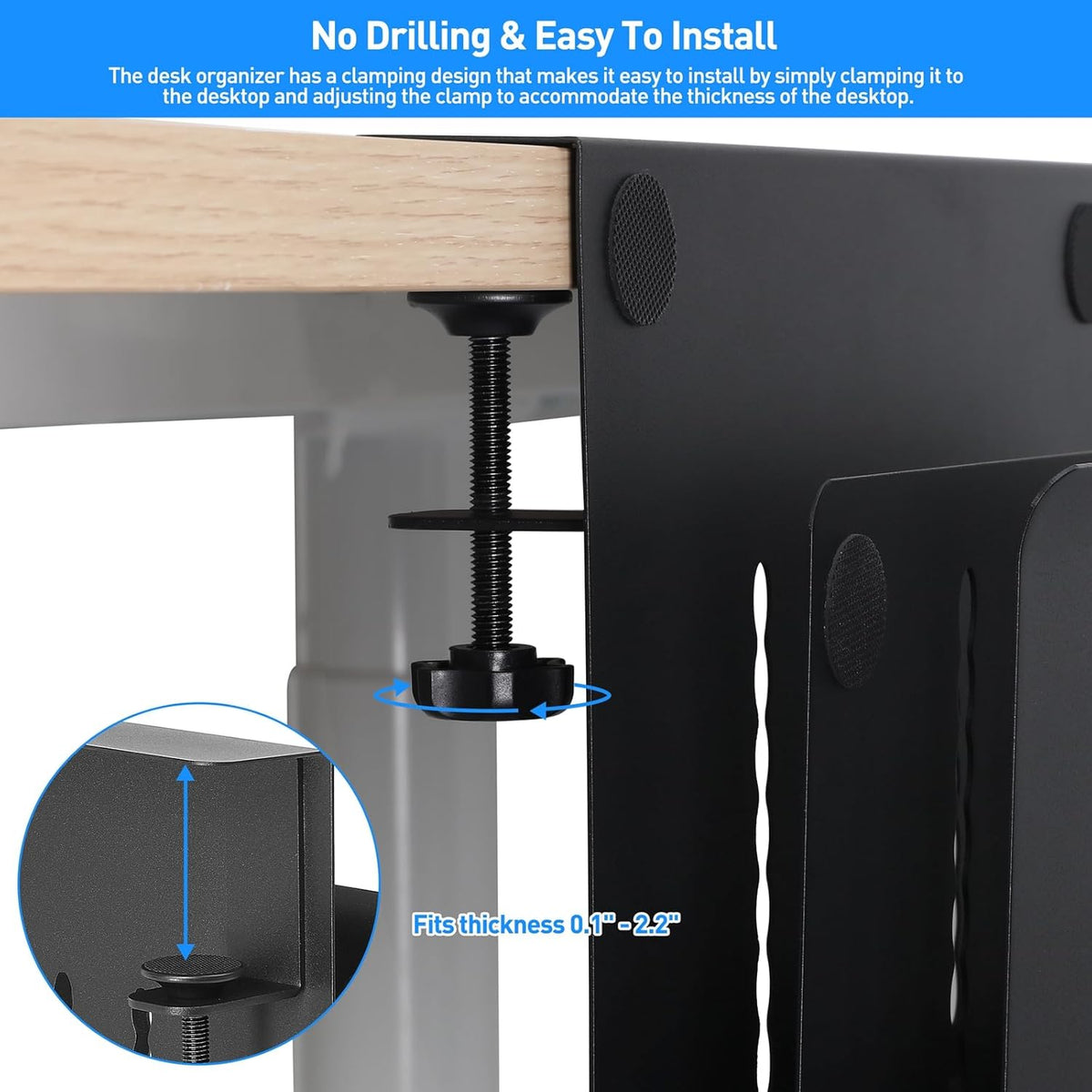 MAXECHO Desk Side Storage, Under Desk Laptop Mount, Table Side Hanging File O...