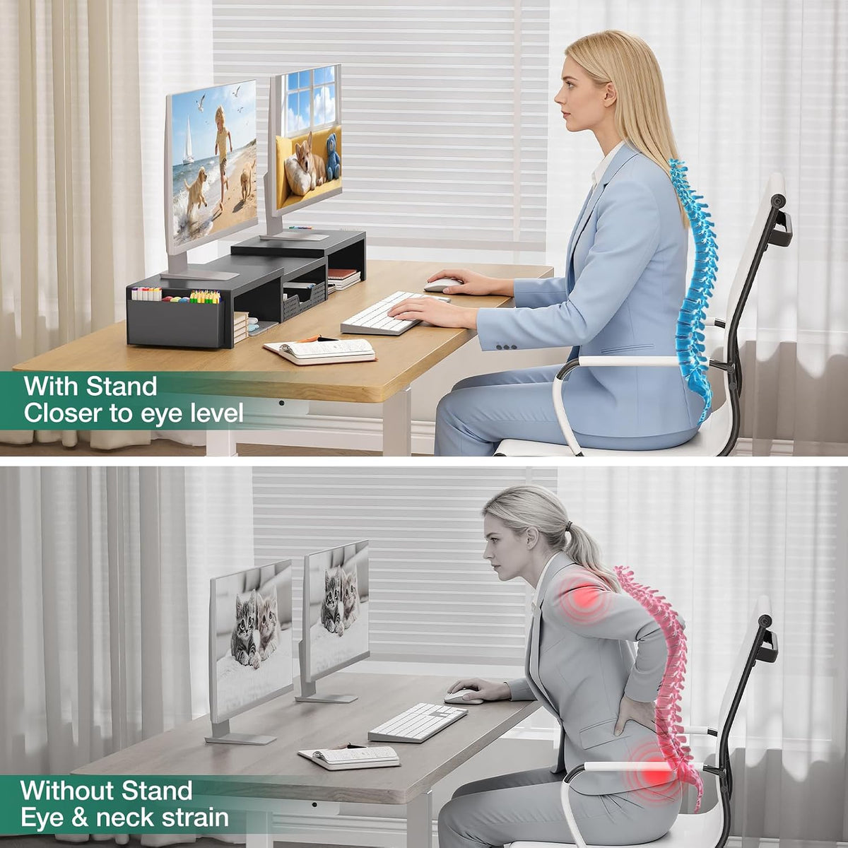 OPNICE Desk Organizer and Accessories, Computer Monitor Stand Riser with Draw...