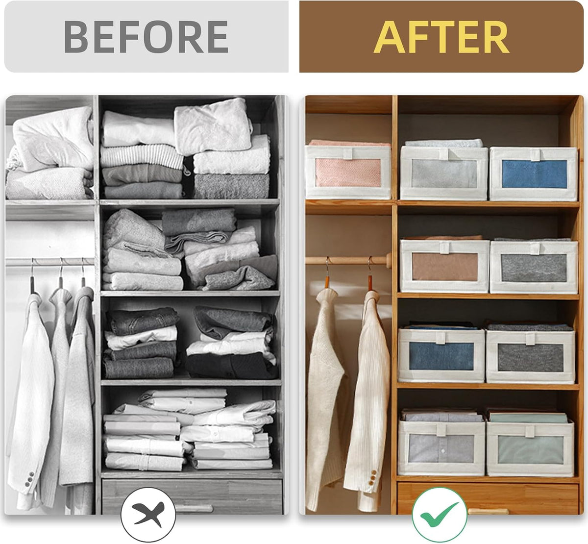 Linen Closet Organizers And Storage, 8 Pack Closet Storage Bins Linen Closet ...