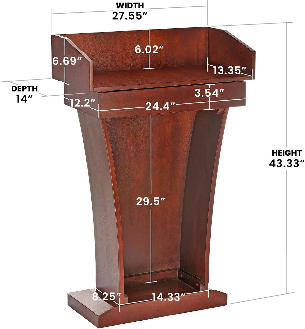 AdirOffice Church Pulpit, Wooden Podium - Height 43.33" Pulpits for Chur...