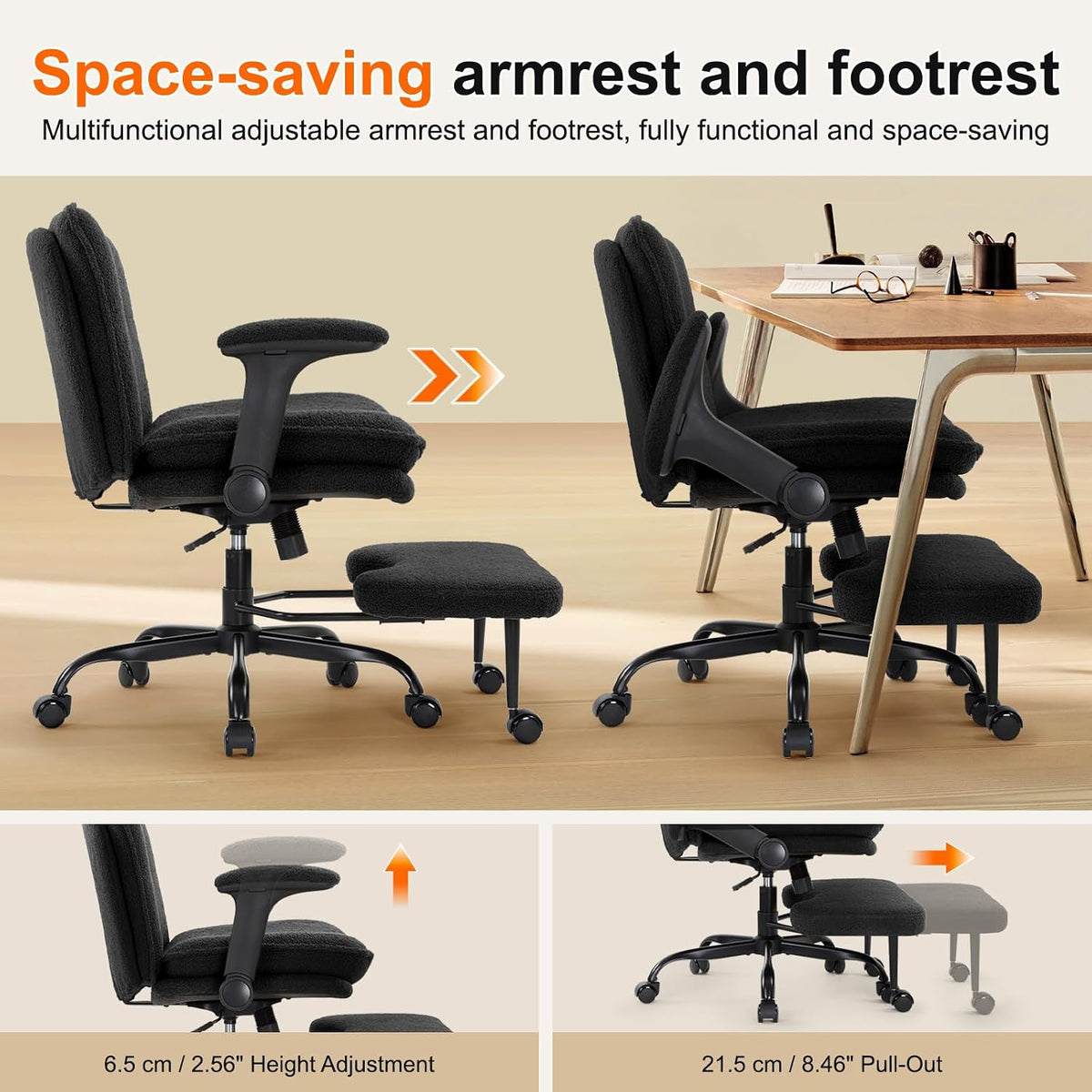 IWMH Cross Legged Office Chair with Flip-up Armrests for ADHD, Extra Wide