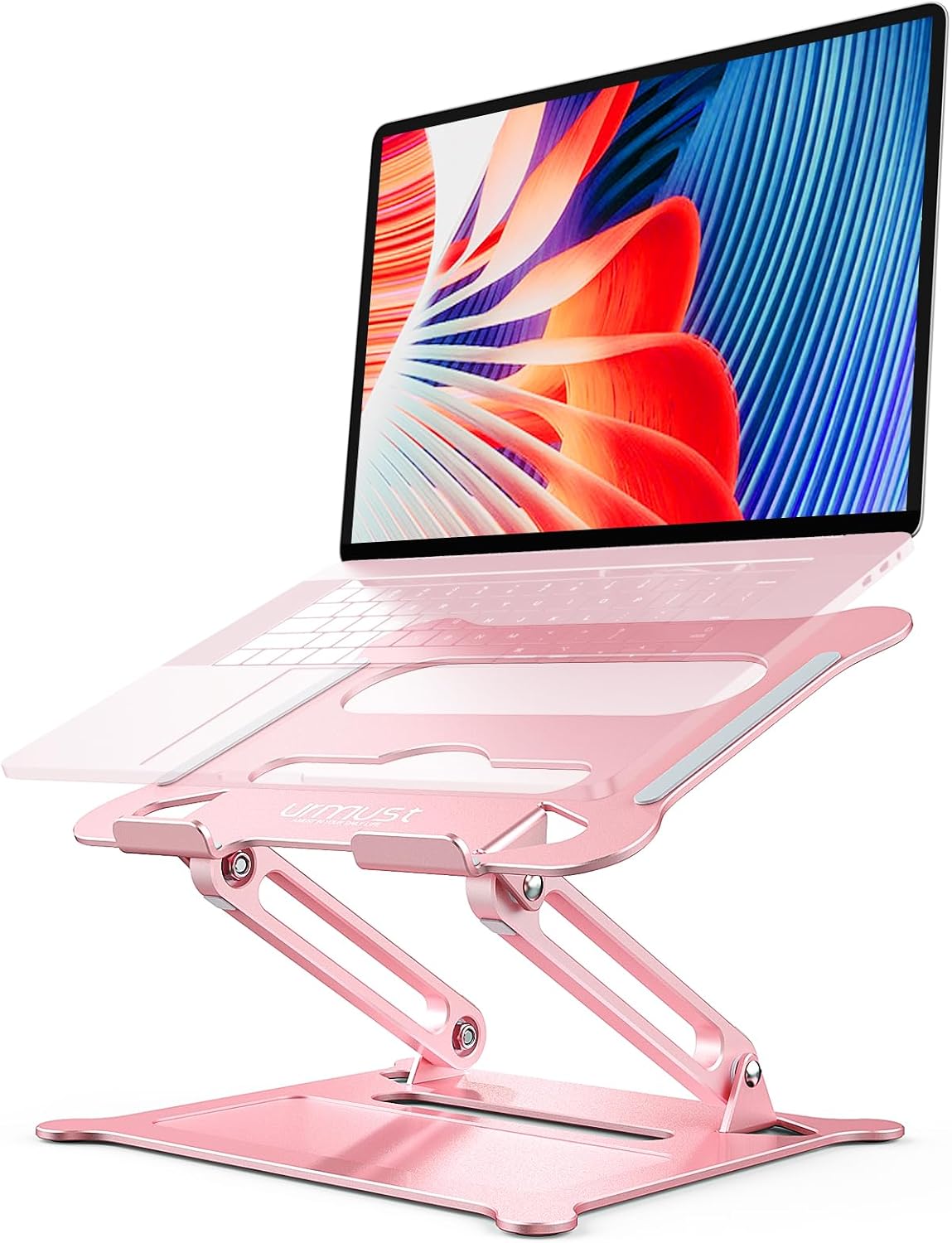Urmust Adjustable Laptop Stand for Desk, 10-15.6“ Laptop Riser, Pink