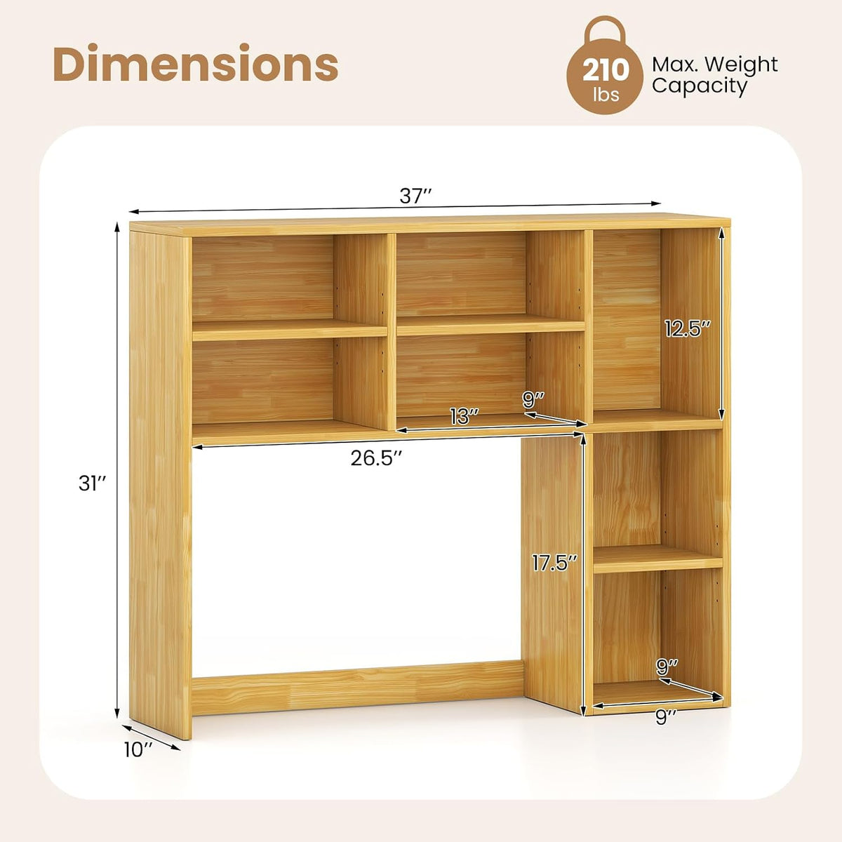 GOFLAME 7 Cubes Desktop Bookshelf, 37” Desk Organizer Shelf with 3 Adjustable...