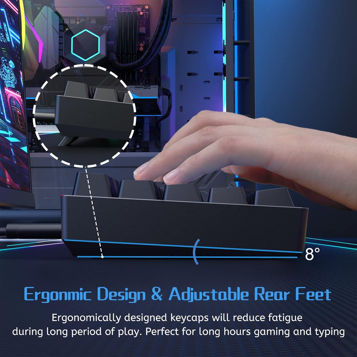 DIERYA 60% Mechanical Keyboard, DK61se Wired Gaming Keyboard with Blue Switch...