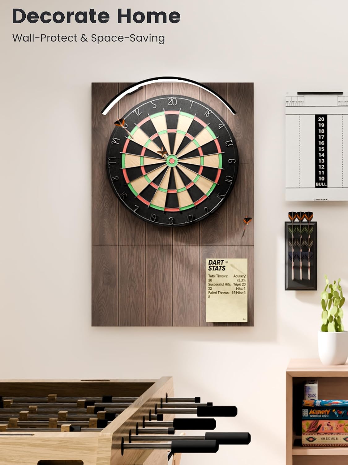 FLUXYNARA Felt Dart Board Wall Protector Foldable Square Surround Protector B...