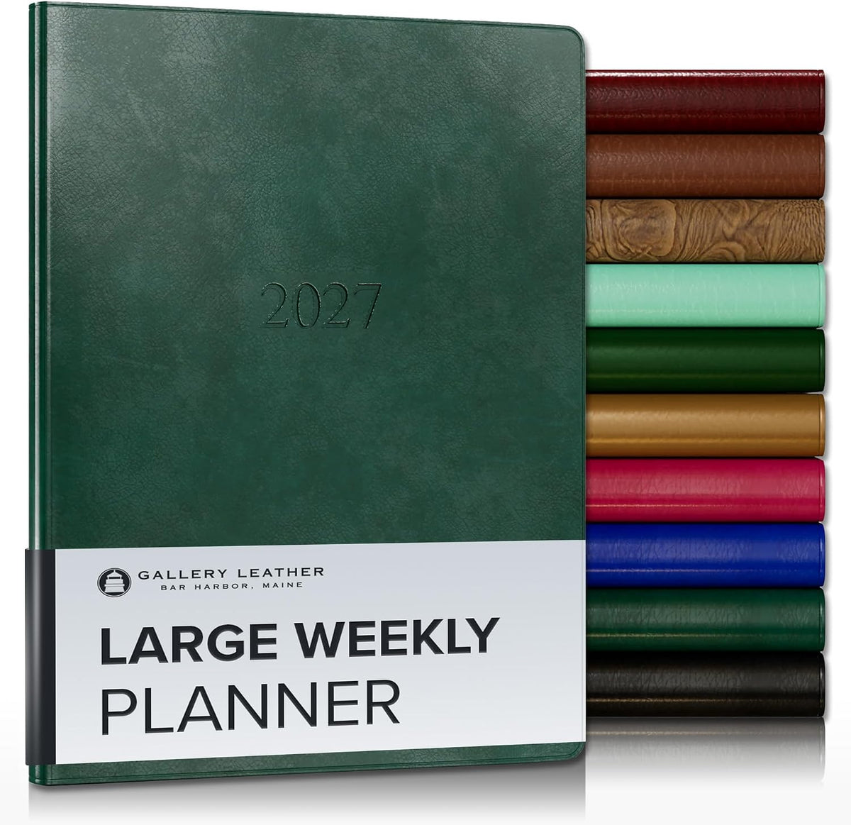 Gallery Leather Large Weekly Planner 2026-2027 Acadia Green
