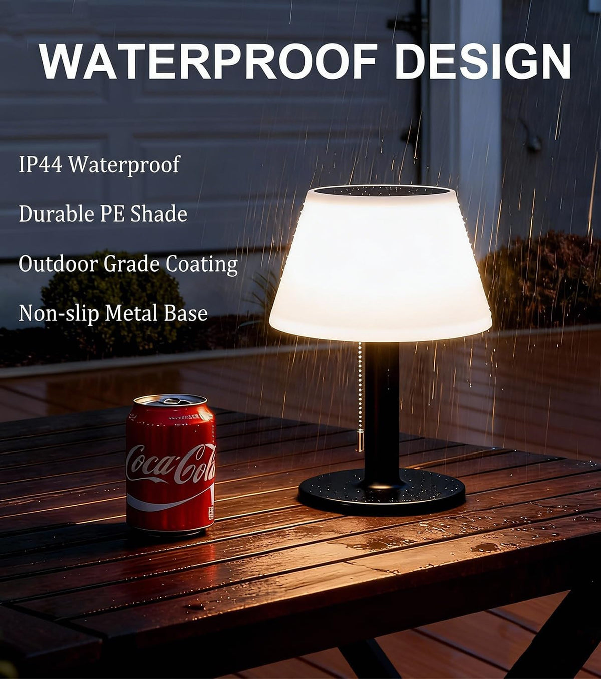 shumi Solar Table Lamp Outdoor Waterproof, Solar Desk Lamp LED for Patio