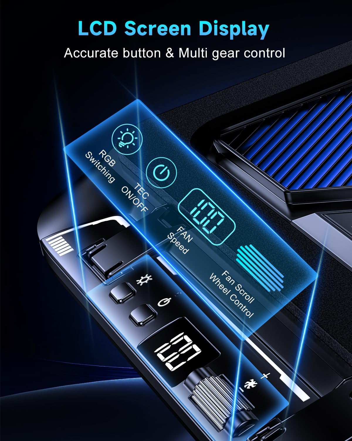 Laptop Cooling Pad with Dual Core Cooler, Gaming Laptop Cooler with 5.5in 2 P...