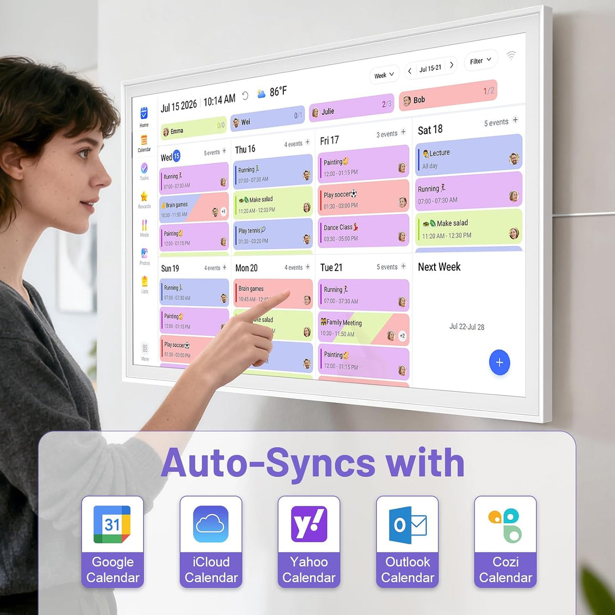 27" Smart Digital Calendar, Family Chore Chart & Photo Frame
