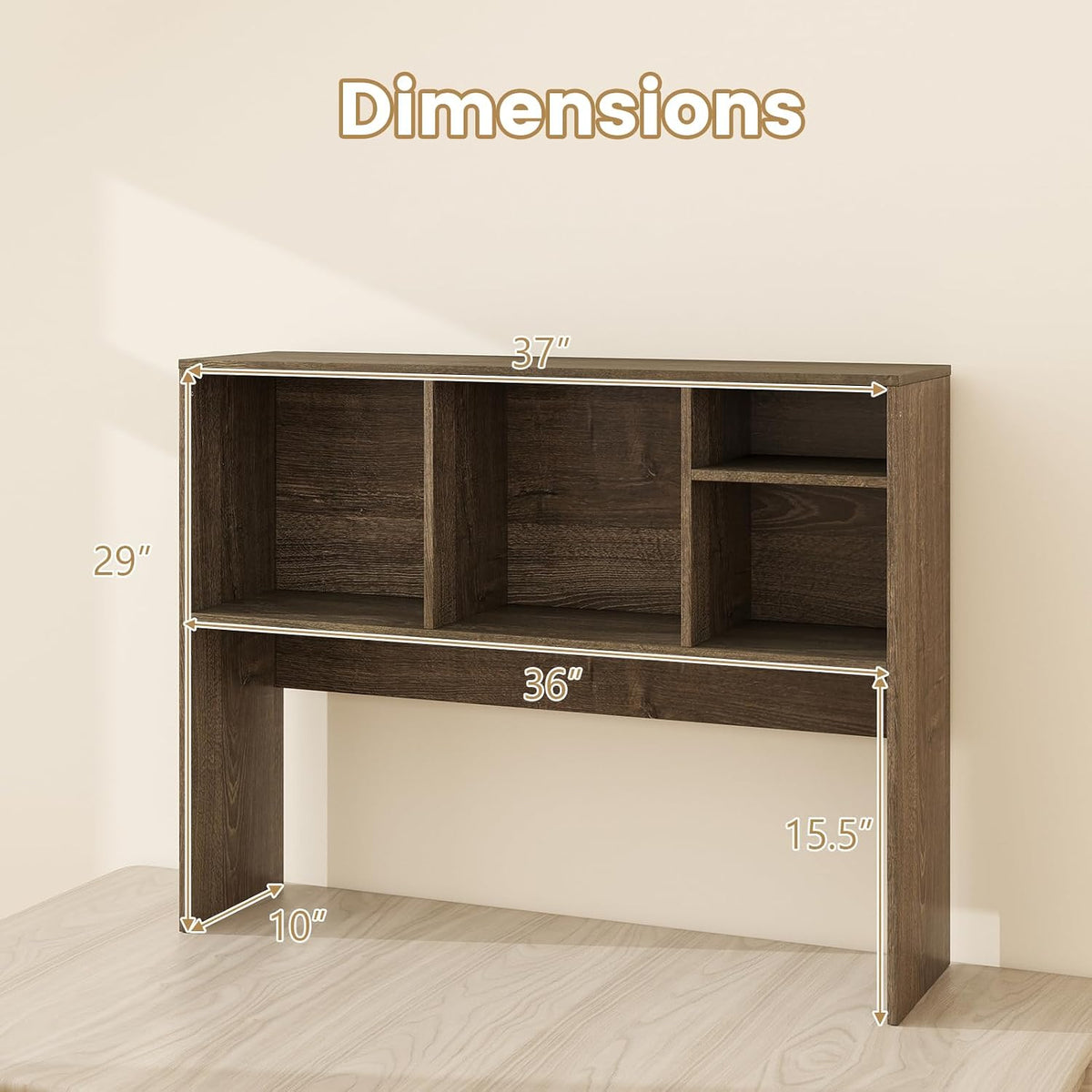 LDAILY Desktop Bookshelf, 2-Tier Office Desk Shelf Organizer with 4 Shelves, ...