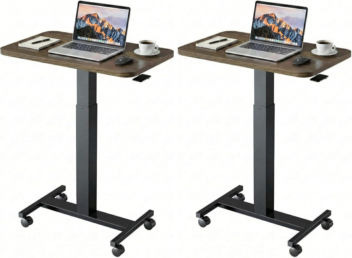HUANUO Small Rolling Laptop Standing Desk, Height Adjustable Mobile T-Base De...