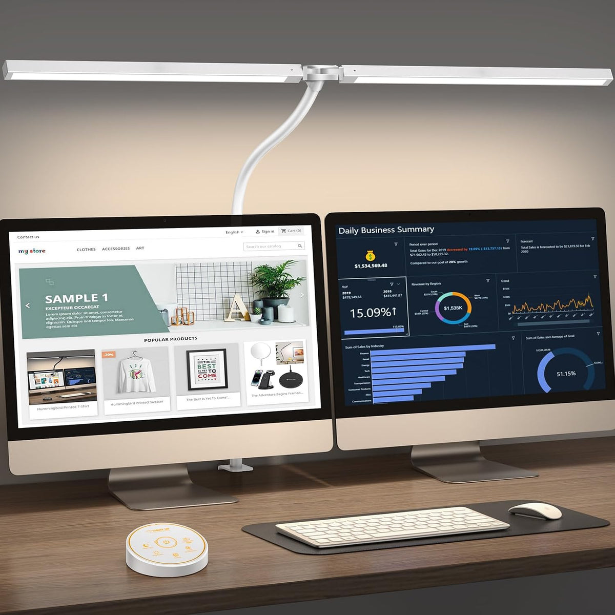 Pzloz Led Desk Lamp for Office Home - Eye Caring Architect lamp with Clamp,Du...