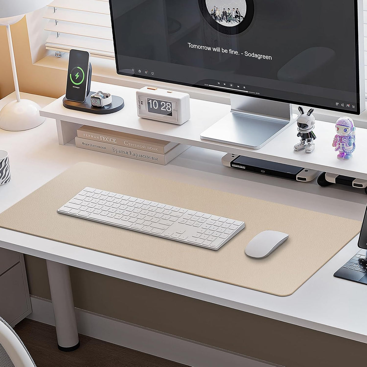 Boutilon Leather Desk Pad Protector,Non-Slip Mouse Pad,Laptop Desk Pad,Office...