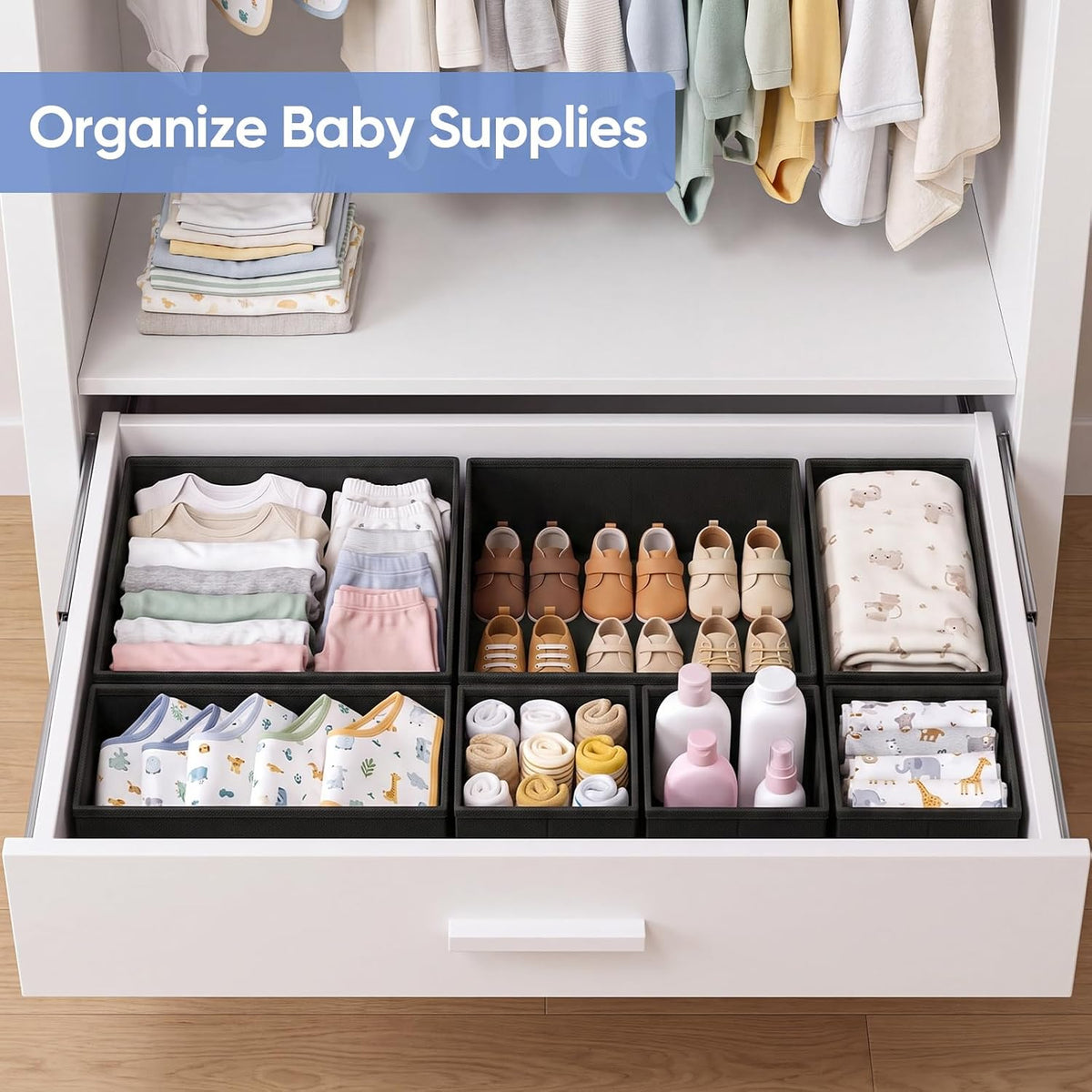 Drawer Organizer Bins Clothes for Underwear,Socks,Ties,20 Pack,Black