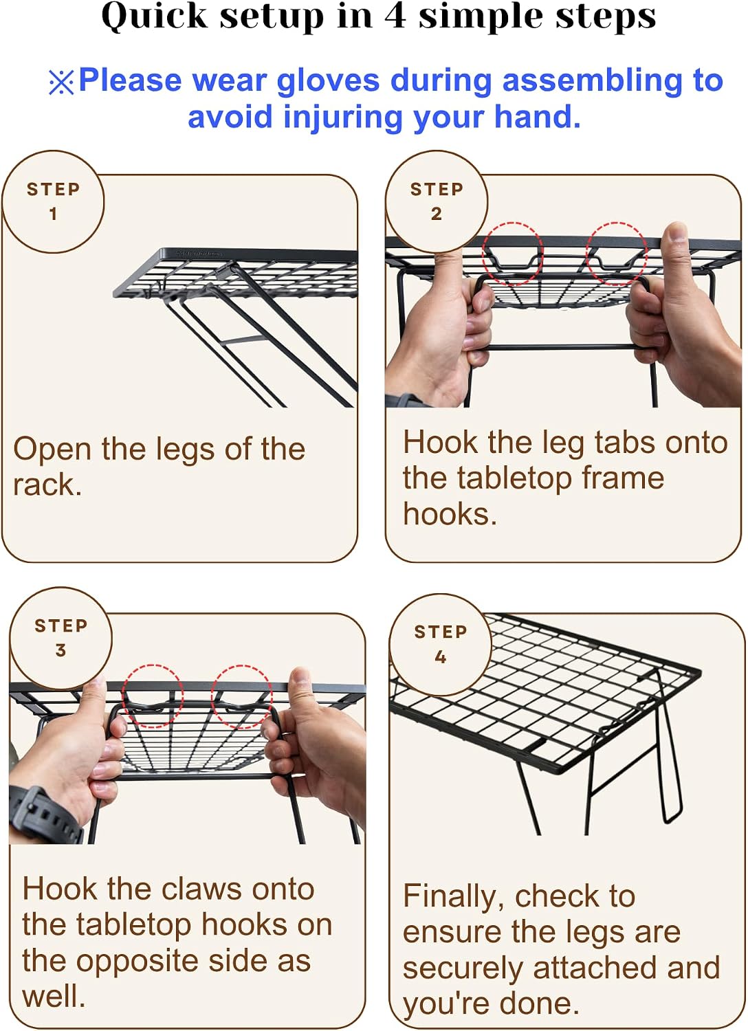 CAMPINGMOON Foldable Mesh Camping Rack Stackable Camp Storage Shelf Fire Pit ...