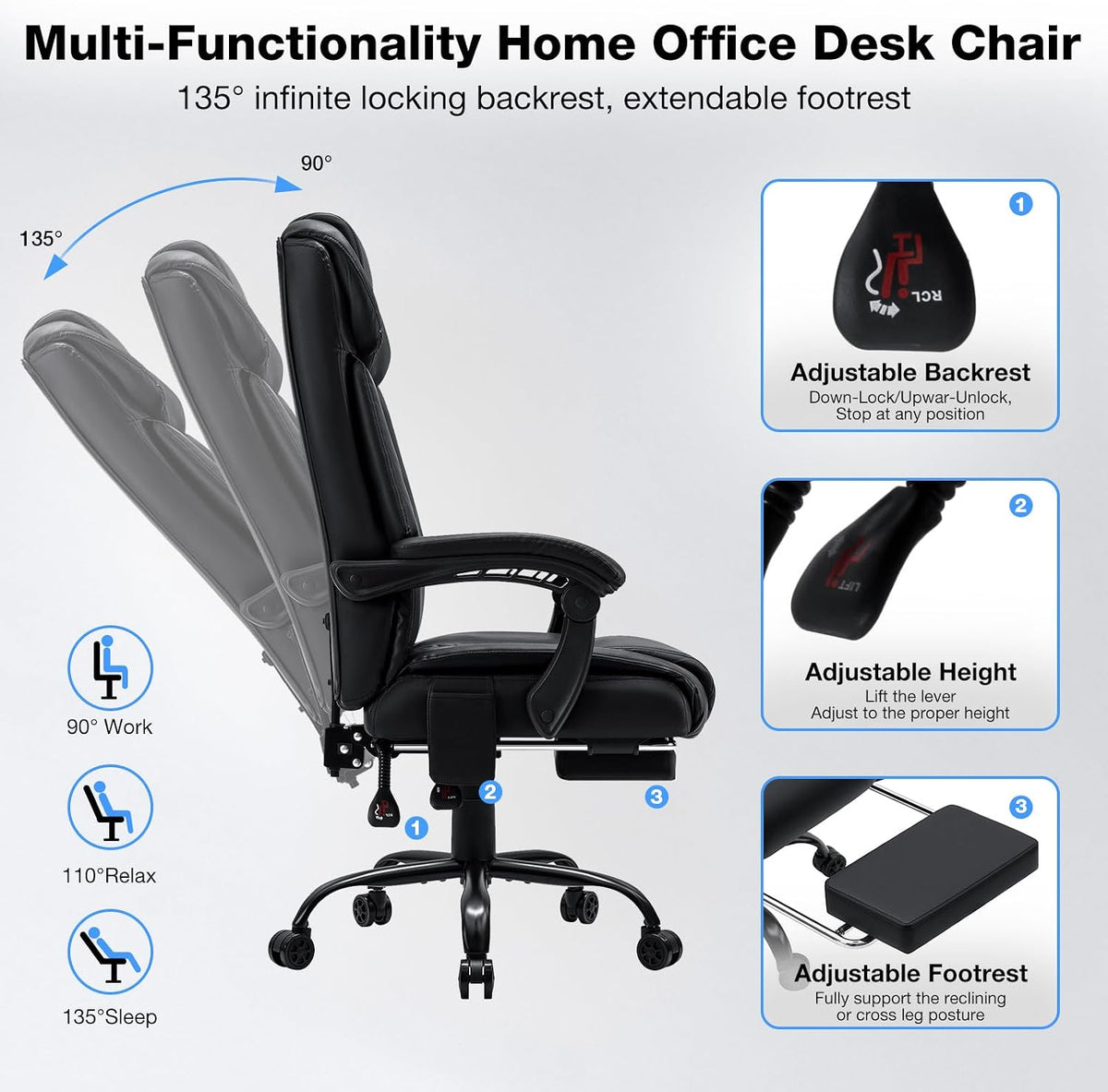 HOFFREE Massage Office Chair with Heat 7 Points Vibration Ergonomic Executive...